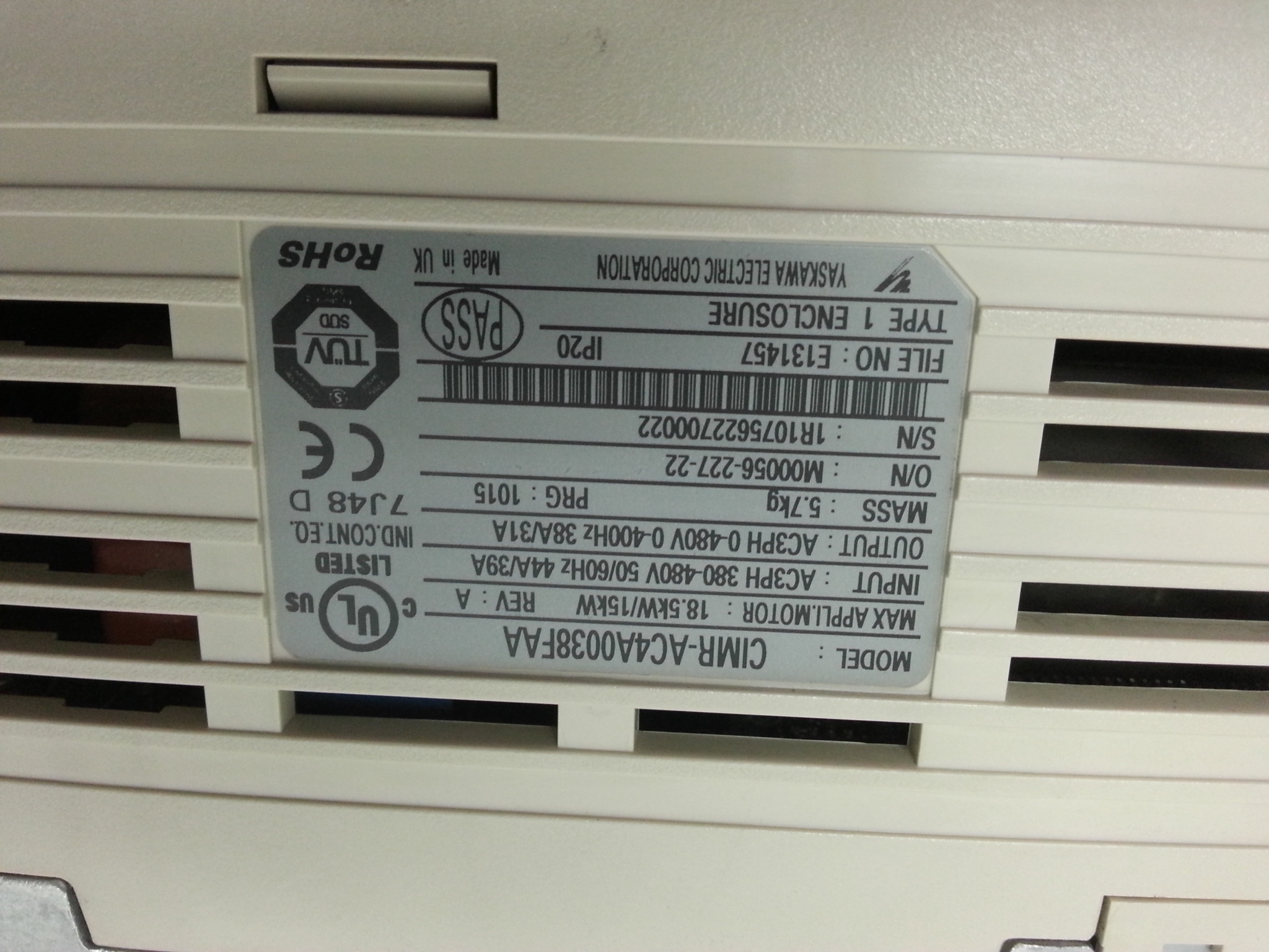 CIMR-AC4A0038FAA YASKAWA FREQUENCY DRIVE