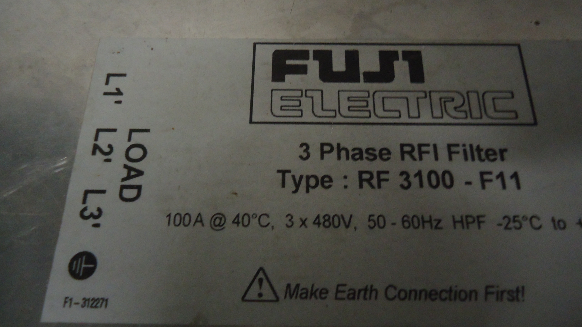 Fuji RF3100-F11 RFI/EMC Filter FUJI 3PH 100A 480VAC 50-60Hz