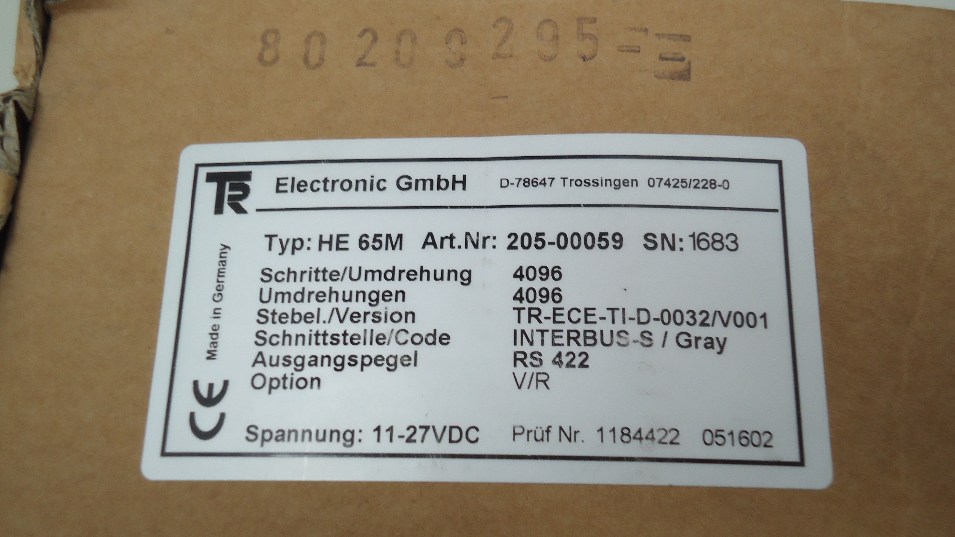 HE65M Encoder Can bus RS422 gray. code