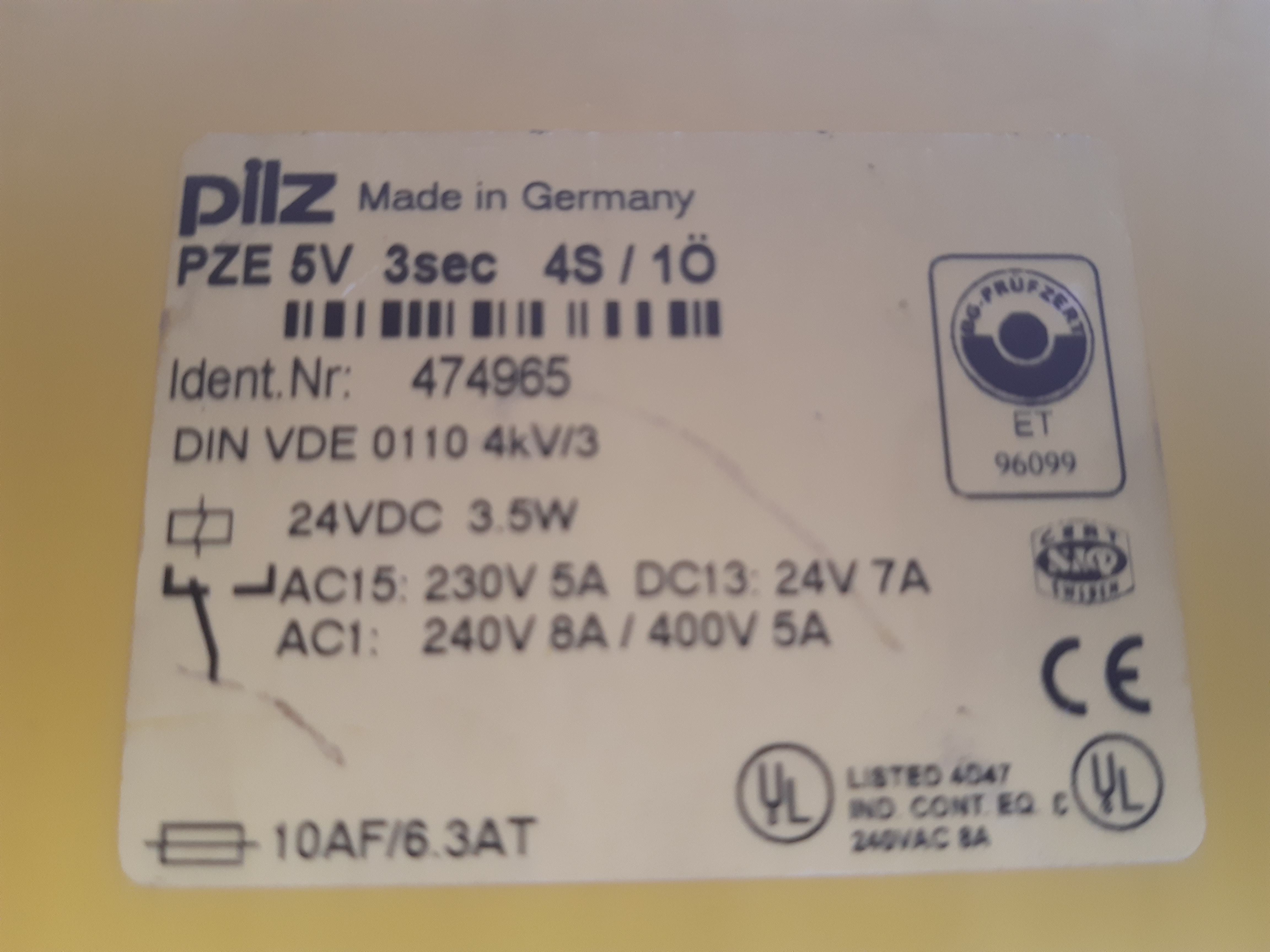 PZE 5V 3sec 4S / 1ö Pilz no 474965